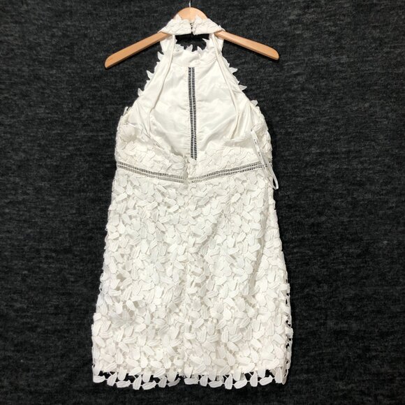 BARDOT Gemma White Lace Sleeveless Halter‎ Midi Dress Size L Bridal Wedding - Picture 3 of 5